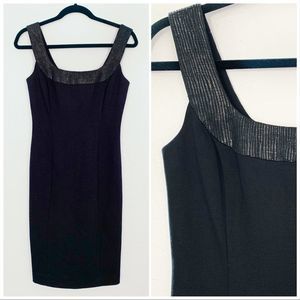 W by Worth Black Dress With Metallic Fabric Straps